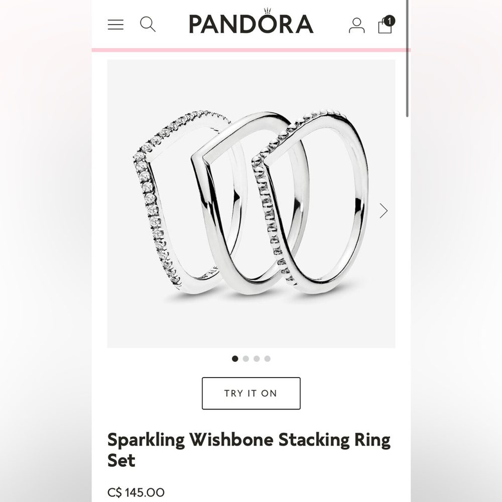 Pandora Wishbone Stacking Ring Set